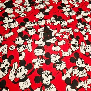 Vintage Disney Mickey Mouse Red Sheets Set (no pillow cover) Twin 84x56 USA